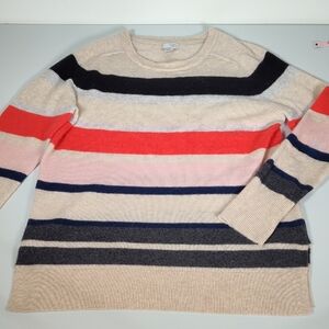 Halogen multi colored stripe 100% cashmere sweater M